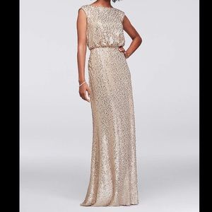 Gold Sequin David’s Bridal Bridesmaid Dress NWT